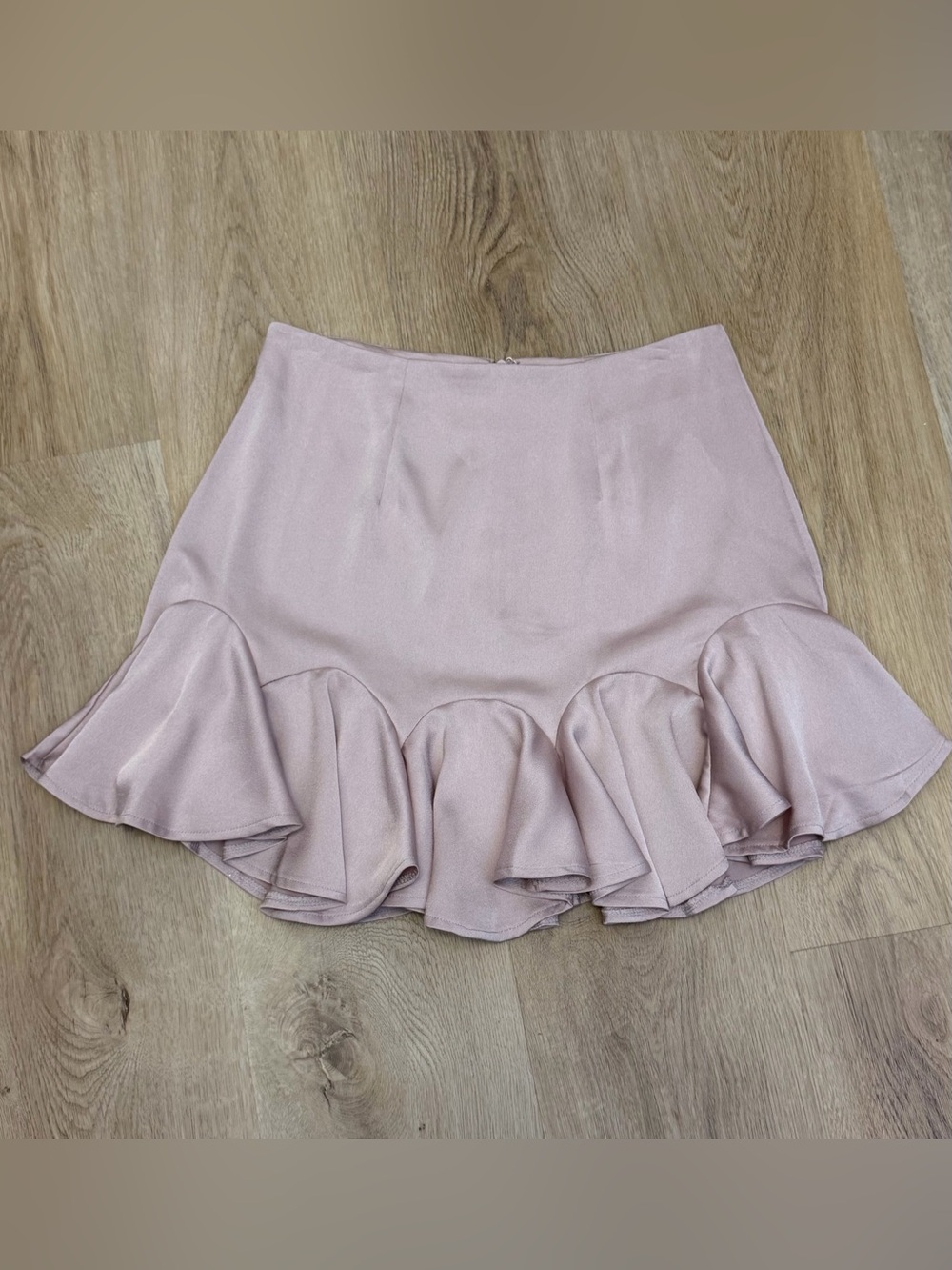 Saints + Secrets High-Waist Pink Ruffle Hem Mini Skirt